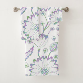 Style vintage Purple Vert Bleu Motif Floral