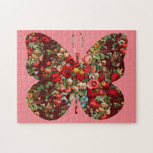 Style vintage Rose floral rose papillon Puzzle