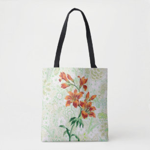 Style vintage Sac fourre-tout de fleurs Lily orang