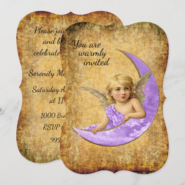 Style vintage Spirituel Lavender Angel Invitation (Devant / Derrière)