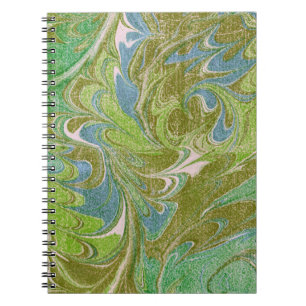 Style vintage Tapisserie verte Look Carnet spiral