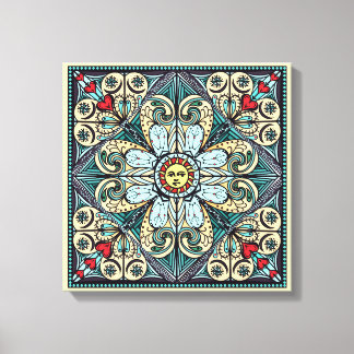 Style vintage toile Mandala Sun