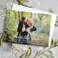 Style White Script Photo Enregistrer La Carte Date