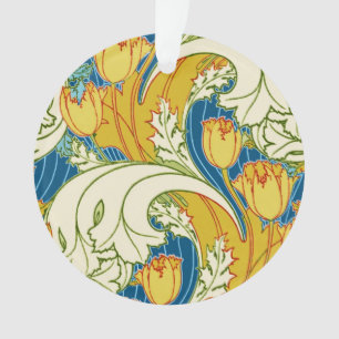 Style William Morris Tulp Tissu Floral sarcelle et