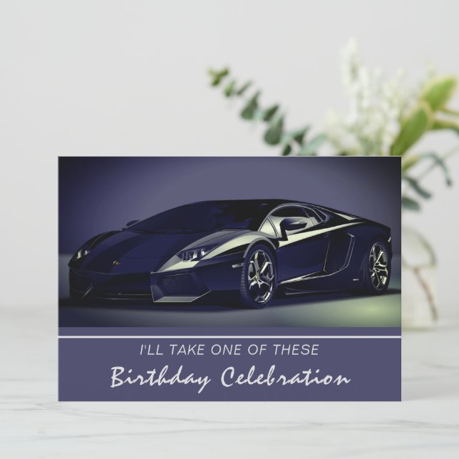 Stylin Fast Car Invitation Anniversaire (Debout devant)