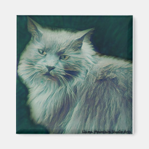 Stylisé Chat n° 1 Aimant de brindilles vert