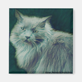 Stylisé Chat n° 1 Aimant de brindilles vert