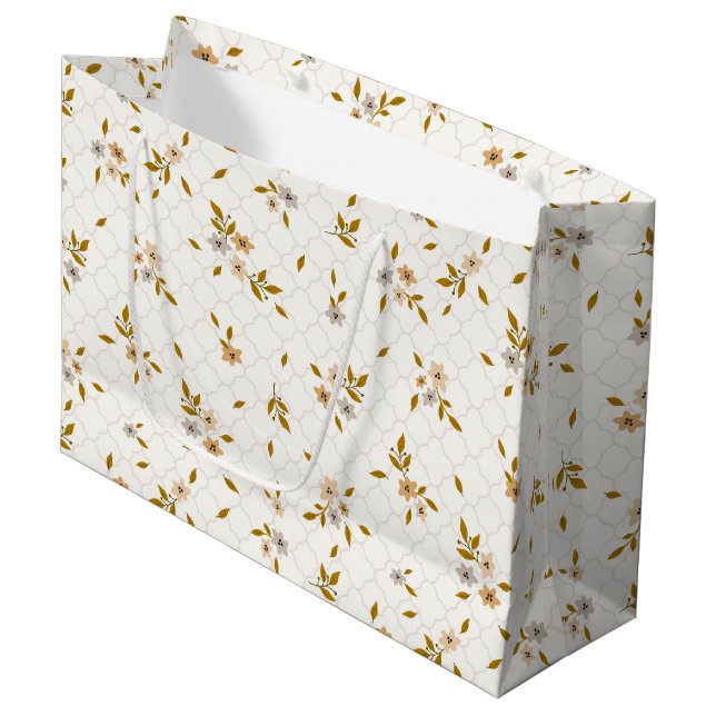 Stylisé Floral Imprimer grand sac cadeau (Devant Angle)