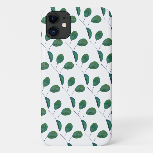 Stylisé Green Pear Tree Feuilles iPhone 11 Coque (Dos)