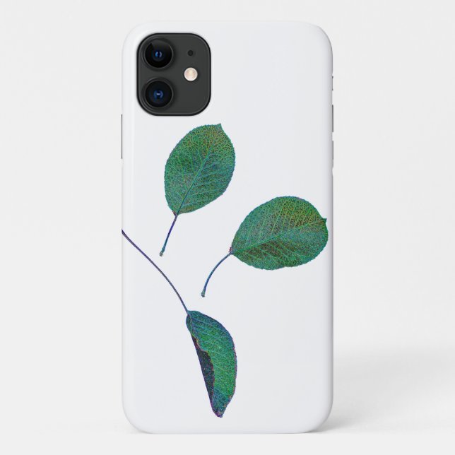 Stylisé Green Pear Tree Feuilles iPhone 11 Coque (Dos)