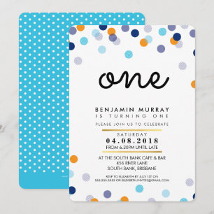 STYLISH 1ER anniversaire INVITATION bleu orange ga