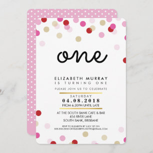 STYLISH 1ER anniversaire INVITATION rose or fille