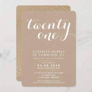STYLISH 21e anniversaire INVITATION blanc sur kraf