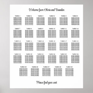 Stylish 29 Table Wedding Seating Chart Poster