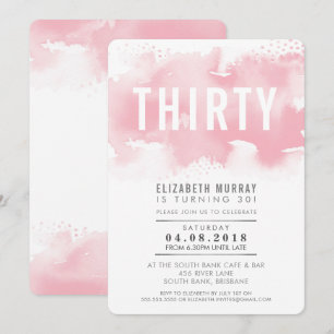 STYLISH 30e anniversaire INVITATION aquarelle rose