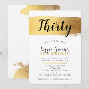 STYLISH 30E anniversaire invitation faux brush or 