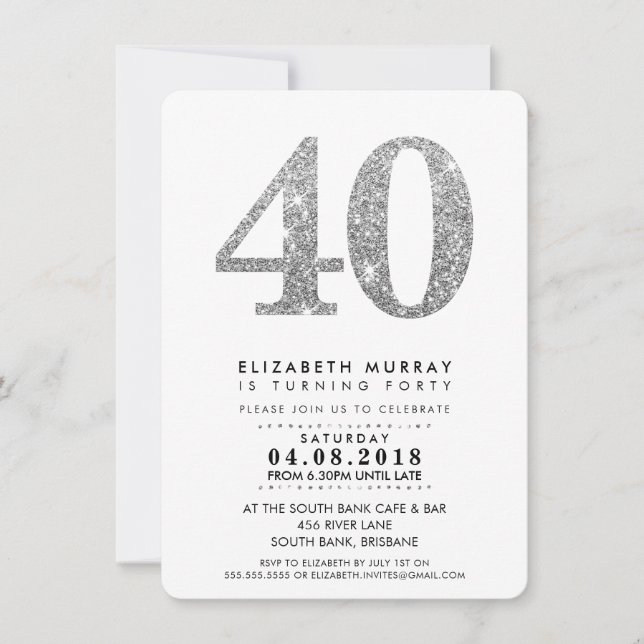 STYLISH 40E anniversaire INVITATION parties scinti (Devant)