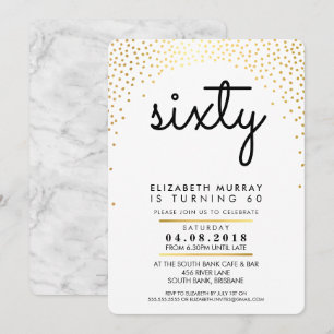 STYLISH 60E anniversaire de fête INVITATION or con