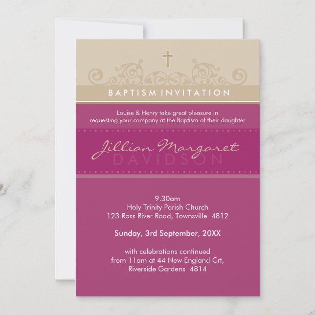 STYLISH BAPTISM INVITATIONS :: élégant 4P (Devant)