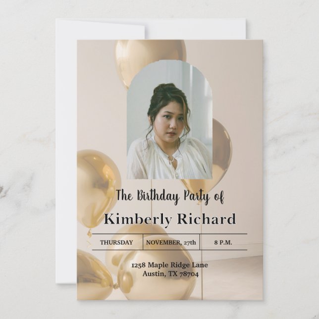 Stylish Birthday Invitation | Simple Custom Card (Devant)