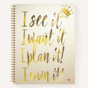 Stylish Cahier Motivant Ivoire Script Or