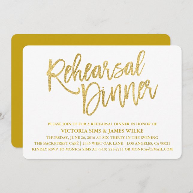 Stylish Calligraphy Rehearer Dîner Invitation (Devant / Derrière)