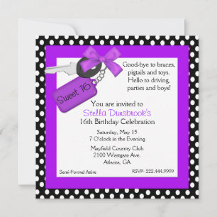 Stylish Car Keys Sweet 16 Invitation