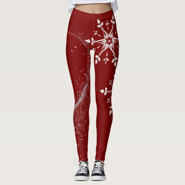 Stylish Christmas red leggings . (Devant)