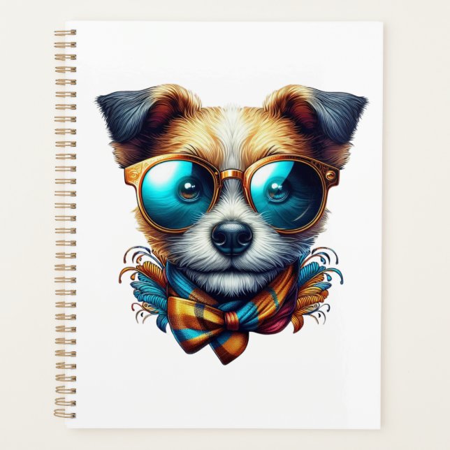 Stylish Dog With Glasses Colorful Modern Pet Art (Devant)