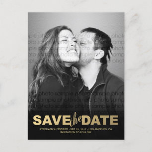 Stylish Faux Gold Enregistrer la date Photo Carte 