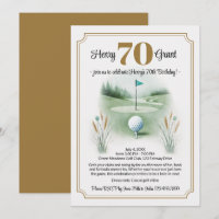 Stylish Golf 70th Birthday Invitations