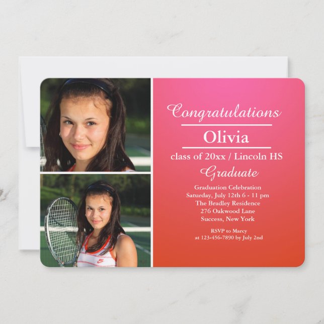 Stylish Grad Photo Graduation Invitation (Devant)