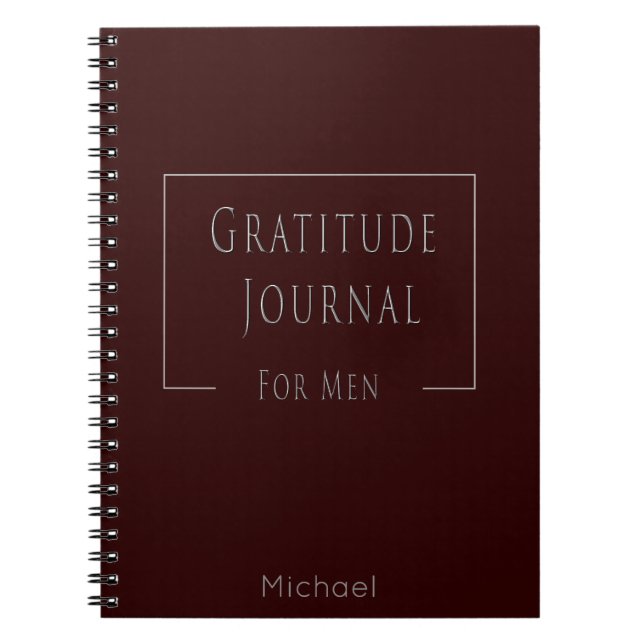Stylish Gratitude Journal for Men Dark Red (Devant)