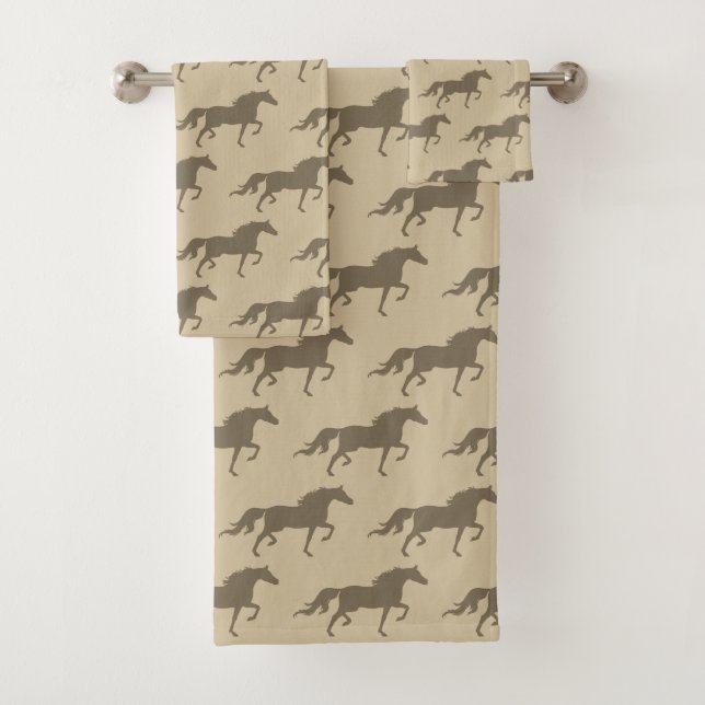 Stylish Modern Horse Silhouettes on Light Beige (En situation)