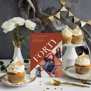 Stylish Moderne Quarante   Invitation Anniversaire