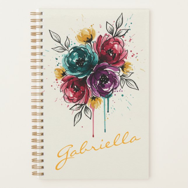 Stylish Personalized Vibrant Watercolor Floral (Devant)