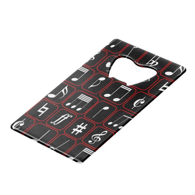 Stylish red black and white geometric music notes (Devant Angle)