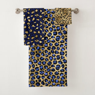 Stylish Royal Blue and Gold Foil Leopard Spots