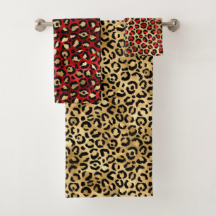 Stylish Scarlet Red and Gold Foil Leopard Spots