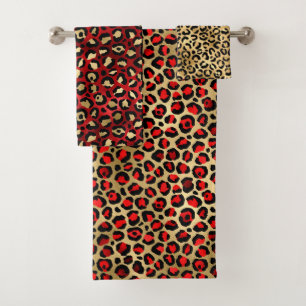 Stylish Scarlet Red and Gold Foil Leopard Spots