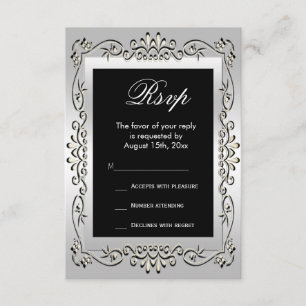 Stylish Silver 60e mariage RSVP