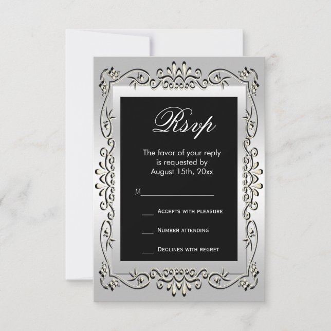 Stylish Silver 60e mariage RSVP (Devant)