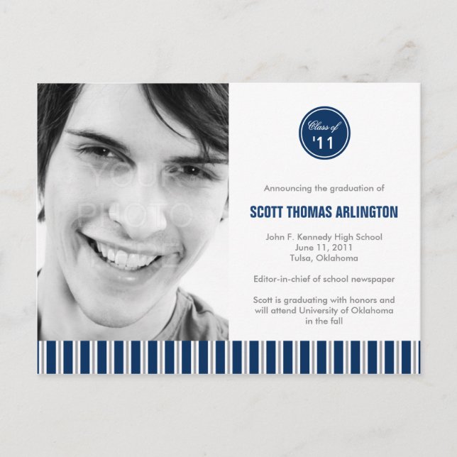 Stylish Stripes Graduation Faire-part / Invitation (Devant)