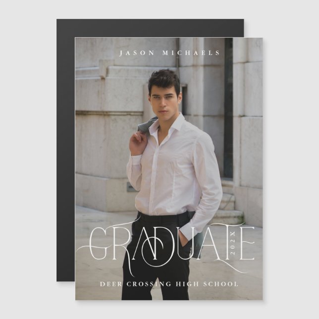 Stylish Type Photo Graduation Announcement (Devant / Derrière)