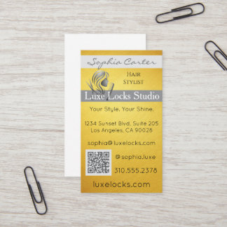 Styliste de cheveux cartes de visite avec code QR