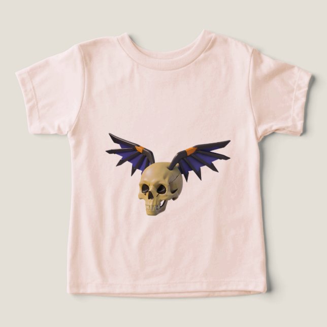 Stylized Skull with Angular Colorful Wings (Design Recto)