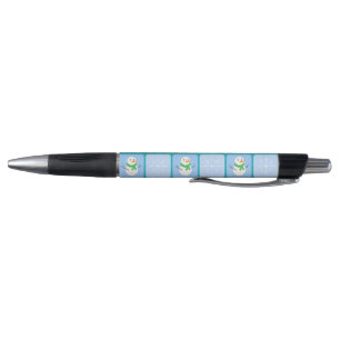 Stylo À damiers hiver bonhomme de neige motif et flocons