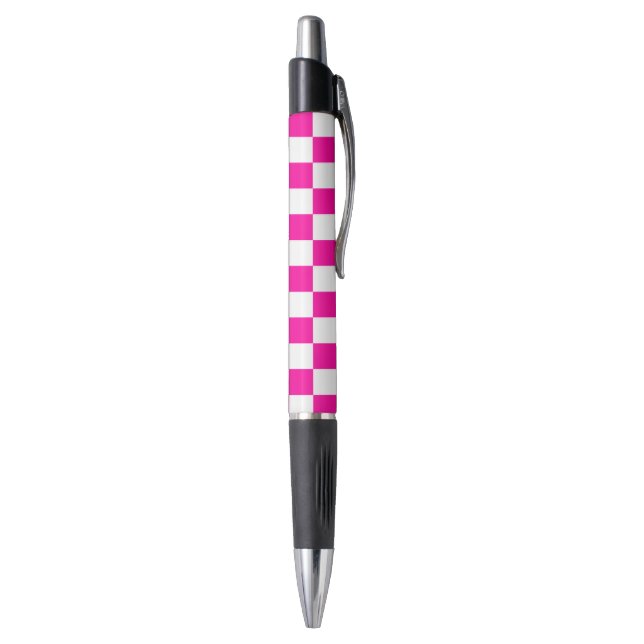 Stylo à damiers rose et blanc (Bas (Vertical))