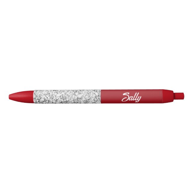 Stylo à encre noire solide rouge et cristal (Devant)