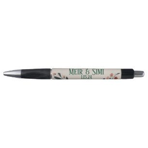 Stylo à fleurs vert